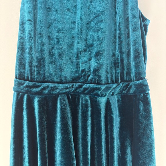 Altar'd State Crushed Velvet Velour Blue Mini Dress Halter Keyhole Sleeveless - Picture 2 of 11